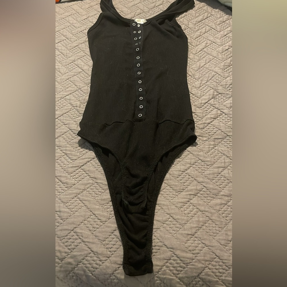 Bozzolo Black Kids Bodysuit with Button Detail